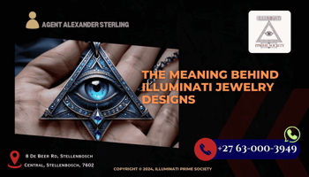 A close-up of a pendant adorned with the all-seeing eye, surrounded by intricate patterns and gemstones, symbolizing the enigmatic allure of Illuminati jewelry.