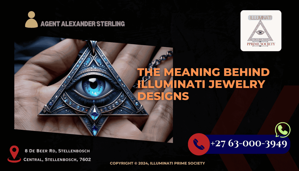 A close-up of a pendant adorned with the all-seeing eye, surrounded by intricate patterns and gemstones, symbolizing the enigmatic allure of Illuminati jewelry.