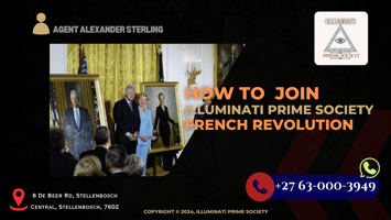 Illustration of an Illuminati initiation ceremony with symbolic elements.