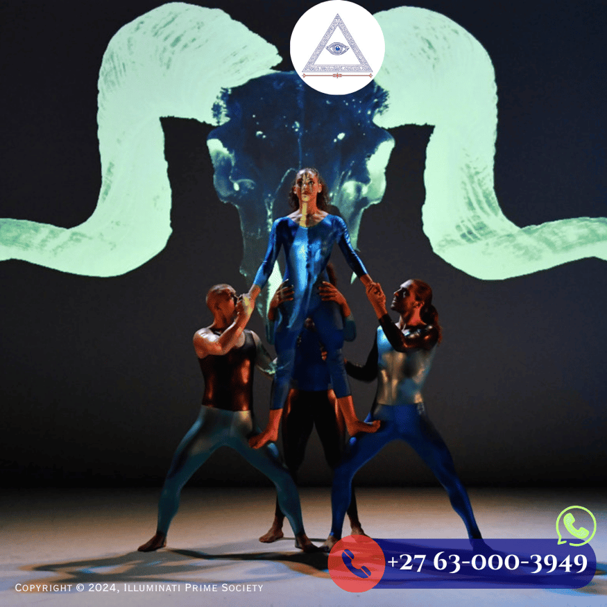 A vibrant montage of musicians like Madonna, Lady Gaga, and Justin Bieber performing on stage with various esoteric symbols and imagery in the background, hinting at their supposed affiliation with the Illuminati.