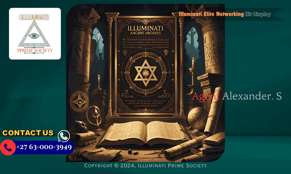 A mysterious, dimly-lit room with ancient symbols and cryptic manuscripts, representing the allure and secrecy of the Illuminati.