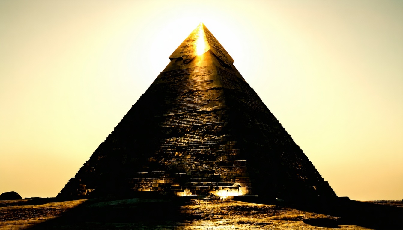 A mysterious, shadowy pyramid symbolizing the hierarchical structure of the Illuminati