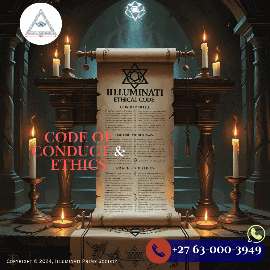 Scroll of the Illuminati Ethical Code displayed on ritual altar Scroll of the Illuminati Ethical Code displayed on ritual altar